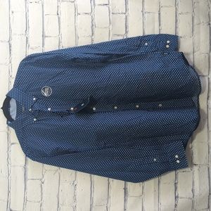 Izod Stretch Premium Essentials Blue Button Down Men's Shirt Size Medium NWT
